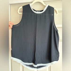 Who What Wear brand sleeveless blouse in black with white trim in XL